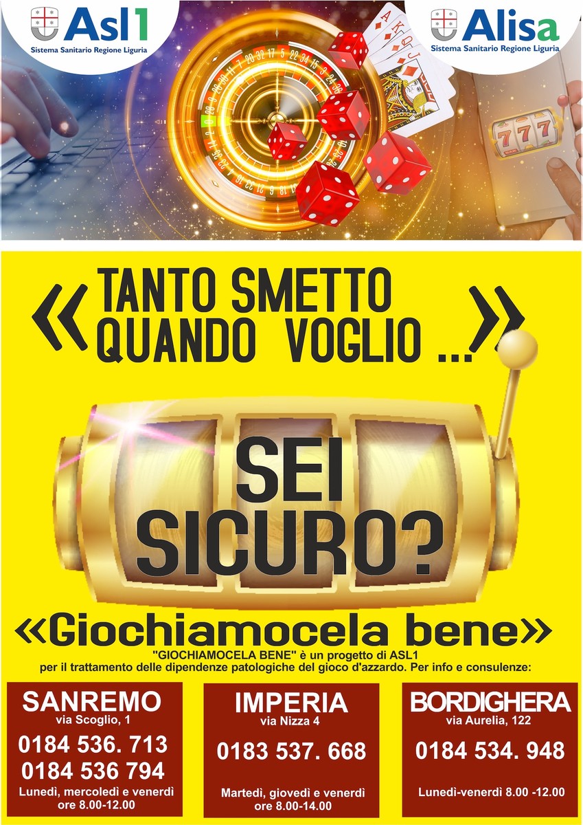 Il lockdown ha inciso sul Gioco d’Azzardo Patologico, in provincia di Imperia 2124 prestazioni