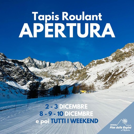 Monvisoski Crissolo: sabato 2 e domenica 3 dicembre apre il tapis roulant di Pian della Regina (Video) Monvisoski Crissolo: sabato 2 e domenica 3 dicembre apre il tapis roulant di Pian della Regina (Video)