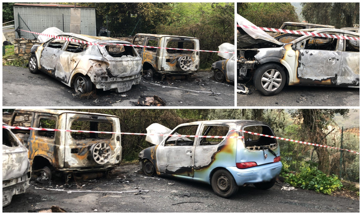 Auto in fiamme nella notte, intervento dei Vigili del fuoco a Dolcedo (foto)