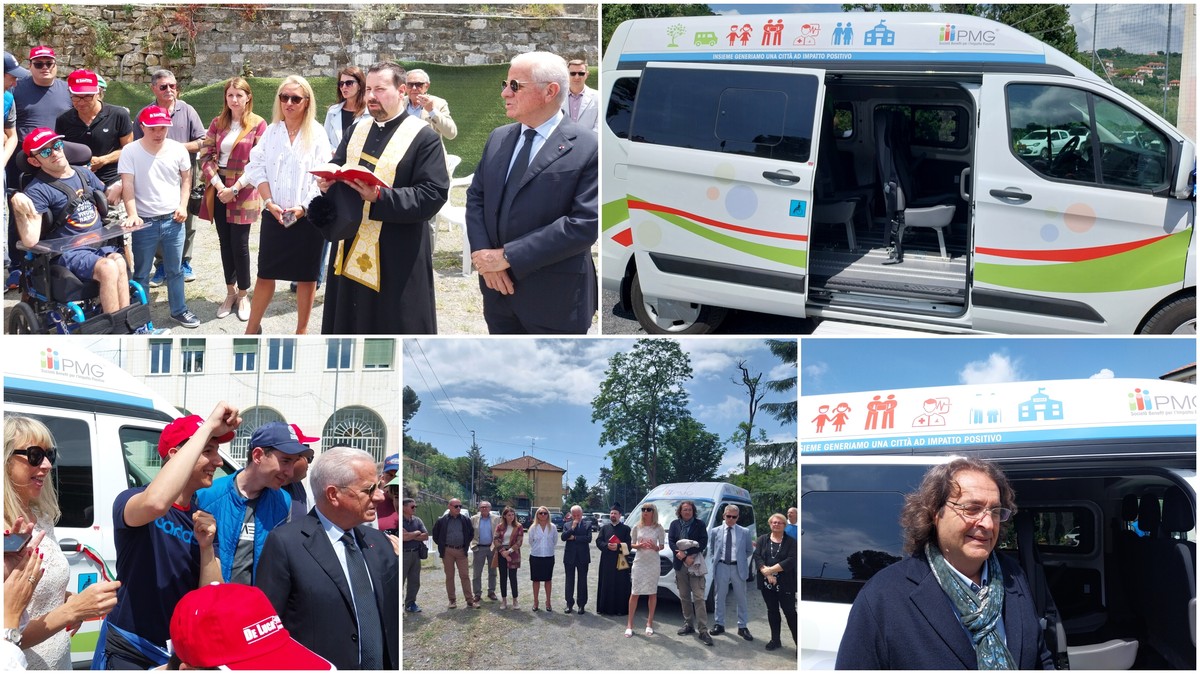 Imperia, l'Anffas inaugura il nuovo pulmino per il trasporto di persone con disabilità (foto e video)