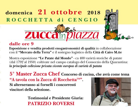 Fervono i preparativi per la 14° edizione di “ZuccaInPiazza”, che si svolgerà  dal 19 al 21 ottobre nel “Borgo della Zucca” a Rocchetta di Cengio (SV)