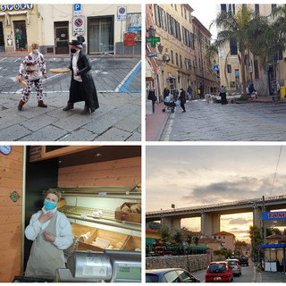 Imperia, mercato ‘fantasma’ a Porto Maurizio: commercianti della parte bassa di via Cascione senza più clienti inscenano festa di carnevale (foto)
