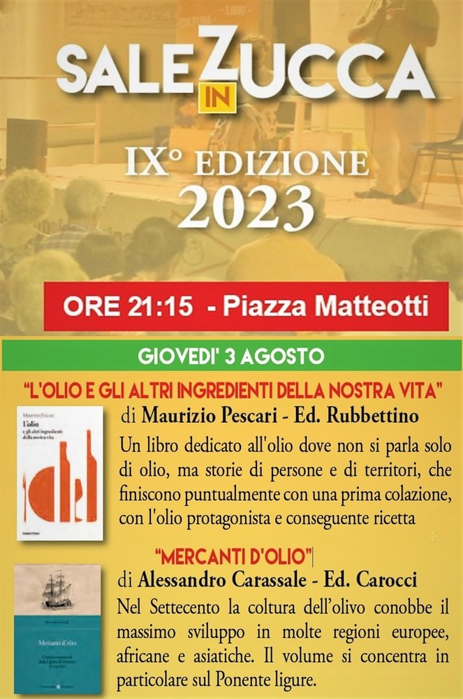 Riva Ligure: Maurizio Pescari, Franco Roi e Alessandro Carassale ospiti di 'Sale in Zucca'