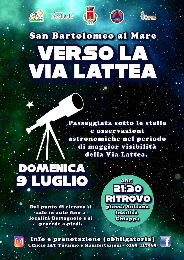 'Verso la Via Lattea', passeggiata sotto le stelle a San Bartolomeo al Mare con l'Associazione Stellaria