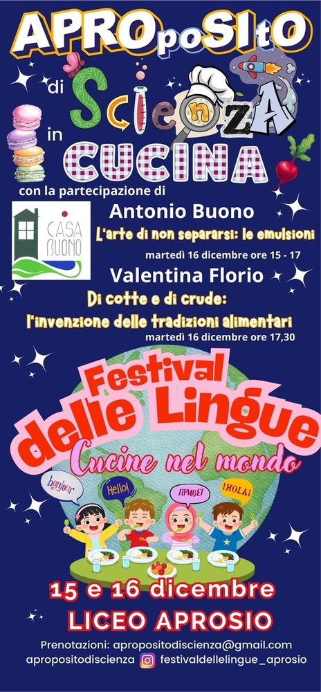 APROpoSItO di Scienza, OrientaClassico e il Festival delle Lingue: il Liceo Aprosio di Ventimiglia apre le porte ad una “tre giorni” di scienza , teatro e cucina! APROpoSItO di Scienza, OrientaClassico e il Festival delle Lingue: il Liceo Aprosio di Ventimiglia apre le porte ad una “tre giorni” di scienza , teatro e cucina!