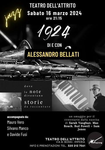 Imperia: reading musicale '1924' di e con Alessandro Bellati al teatro dell'Attrito Imperia: reading musicale '1924' di e con Alessandro Bellati al teatro dell'Attrito