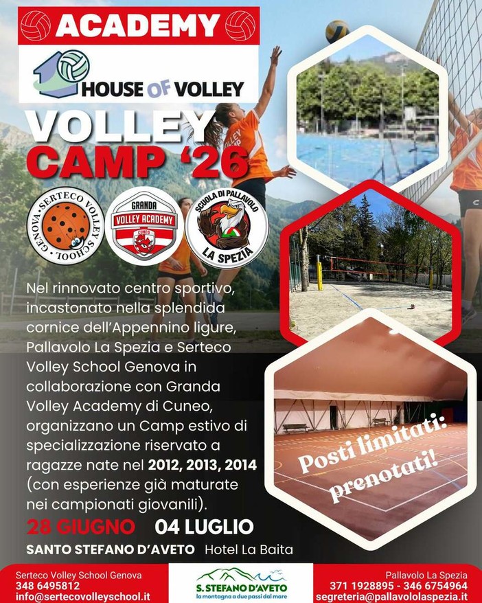 Volley Camp 2026: a Santo Stefano d’Aveto una settimana di sport, crescita e alta specializzazione Volley Camp 2026: a Santo Stefano d’Aveto una settimana di sport, crescita e alta specializzazione