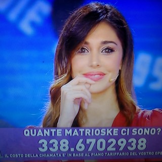 Belen Rodriguez durante la puntata di ieri sera di Balalaika