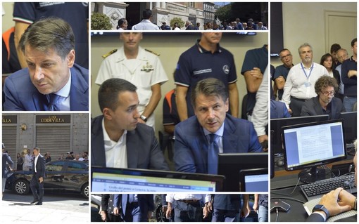 Genova: il Premier &quot;5 milioni di euro per i primi interventi e revoca della concessione ad Autostrade per l'Italia&quot; (Foto e Video)