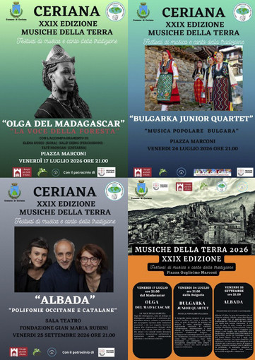Il mondo fa tappa a Ceriana: torna il Festival "Musiche della Terra" con tre grandi concerti gratuiti