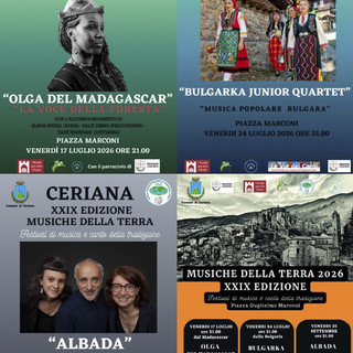 Il mondo fa tappa a Ceriana: torna il Festival "Musiche della Terra" con tre grandi concerti gratuiti
