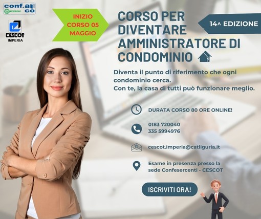 Imperia, al via la 14ª edizione del corso per Amministratori di Condominio. Formazione online e flessibilità per una professione in crescita