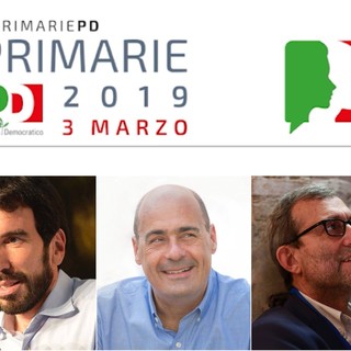 I tre candidati Maurizio Martina, Nicola Zingaretti e Roberto Giachetti