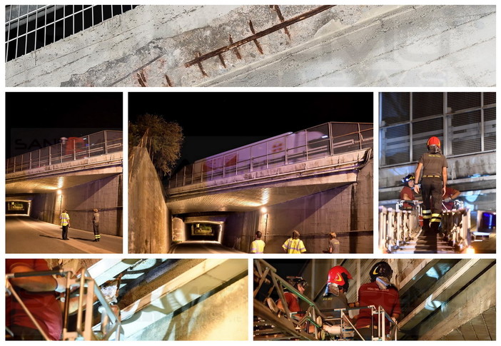 Sanremo: come a Imperia, cadono calcinacci dal viadotto autostradale in via Ariosto. Sul posto i vigili del fuoco (Foto)