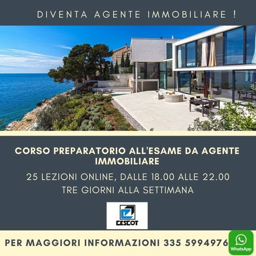 Imperia: con Cescot Confesercenti corso on line da 100 ore per prepararsi all'esame da agente immobiliare