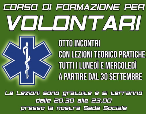 Imperia: al via lunedì prossimo un corso per chi vuole diventare volontario della Croce Bianca