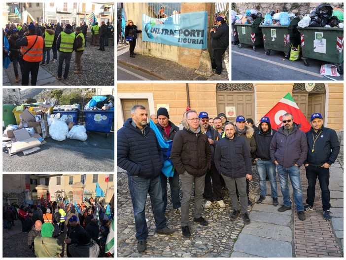 Pontedassio: via allo sciopero dei netturbini, presidio sotto il comune e invasione di spazzatura in tutta la provincia (Foto e video) Pontedassio: via allo sciopero dei netturbini, presidio sotto il comune e invasione di spazzatura in tutta la provincia (Foto e video)
