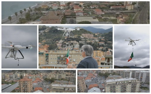 Un drone con il tricolore nei cieli di Vallecrosia e Bordighera: un messaggio di speranza da Eugenio Conte (Foto e Video)