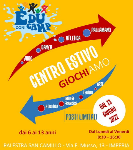 Tra sport, cultura e divertimento al PalaSancamillo con Educamp della San Camillo Riviera Pallamano Imperia
