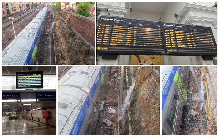 Crolla un parapetto nel Tigullio e 'svia' un treno a Genova: circolazione dei treni in ginocchio anche nel Ponente (Foto)