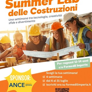 Formedil Imperia lancia il “Summer Lab delle Costruzioni”: tecnologia, creatività, sicurezza e divertimento per ragazzi dai 12 ai 14 anni