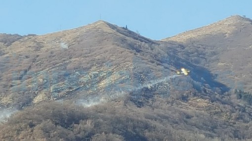 Conio: spento completamente in tarda mattinata l'incendio boschivo tra Conio e Colle d'Oggia (Foto)