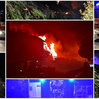 Sanremo: vasto incendio sulla ciclabile alla 'Vesca', il vento rischia di propagarlo anche all'Aurelia (Foto e Video)
