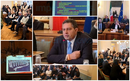 Imperia: incontro tra Regione, Provincia e Comuni dopo i danni del maltempo: Toti "Un'allerta infinita, confermato lo stato di emergenza, arrivano 6,5 milioni" (Foto e Video)