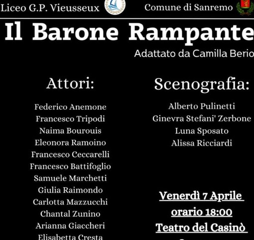 Al Liceo Vieusseux la scuola si fa teatro:  gli studenti portano in scena il Barone Rampante di Calvino