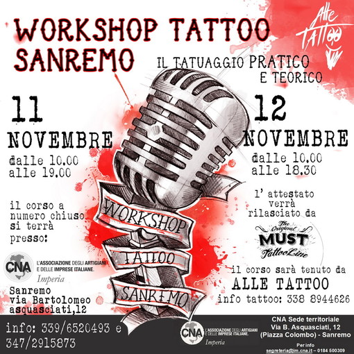 Alla CNA di Sanremo l’11 e 12 novembre, Workshop con Alle Tattoo, l’uomo dei tatuaggi record