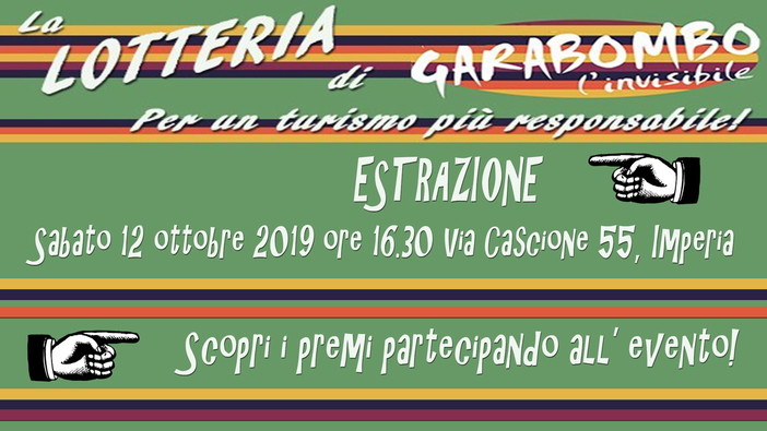Imperia: raccolta fondi per sostenere l'associazione 'Garabombo', al via la Lotteria. Estrazione il 12 ottobre Imperia: raccolta fondi per sostenere l'associazione 'Garabombo', al via la Lotteria. Estrazione il 12 ottobre