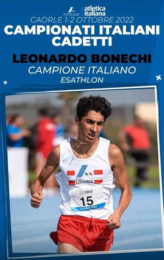 Imperia: Leonardo Bonechi, Campione Italiano Cadetti di Esathlon con la Maurina Olio Carli Imperia: Leonardo Bonechi, Campione Italiano Cadetti di Esathlon con la Maurina Olio Carli