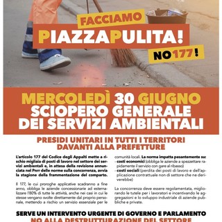 Mercoledì sciopero nazionale dei servizi ambientali proclamato da Fp Cgil, Fit Cisl e Uiltrasporti