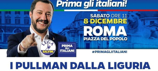 L'8 dicembre manifestazione della Lega a Roma con Salvini: parteciperanno in molti anche dall'imperiese