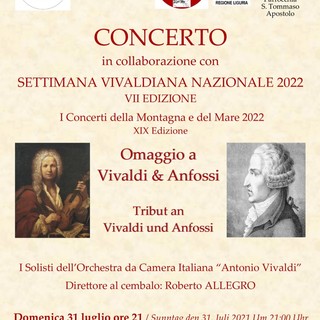 Dolcedo: domenica il concerto “Omaggio a Vivaldi & Anfossi” nella chiesa di San Tommaso Apostolo Dolcedo: domenica il concerto “Omaggio a Vivaldi & Anfossi” nella chiesa di San Tommaso Apostolo