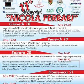 Pieve di Teco: dal 18 al 21 luglio tornerà il Memorial “Nicola Ferrari”, tante iniziative per beneficenza