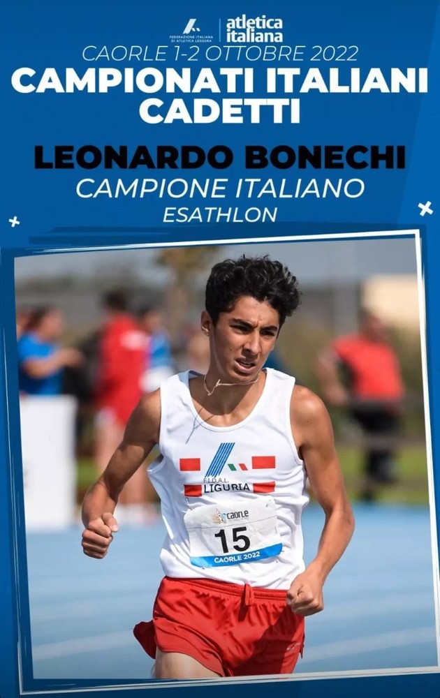 Imperia: Leonardo Bonechi, Campione Italiano Cadetti di Esathlon con la Maurina Olio Carli Imperia: Leonardo Bonechi, Campione Italiano Cadetti di Esathlon con la Maurina Olio Carli