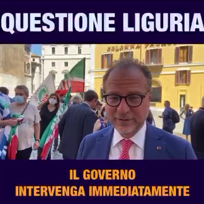 "La Liguria è isolata", la denuncia di Giorgio Mulè. L'azzurro in piazza per chiedere al Governo di intervenire