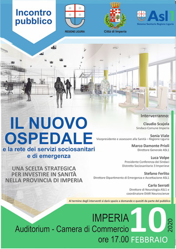 Imperia: domani, incontro pubblico dal titolo ‘Il nuovo ospedale e la rete dei servizi sociosanitari e di emergenza&quot;