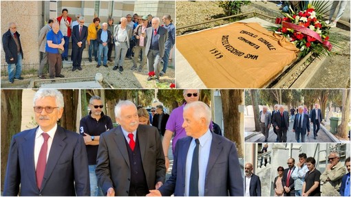 Imperia, Massimo D'Alema rende omaggio alla tomba di Alessandro Natta (foto e video)