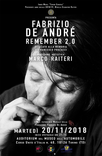 Inner Wheel “Torino Europea” organizza il concerto benefico in memoria di Fabrizio De Andrè