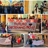 Imperia: gli studenti in piazza per chiedere i loro diritti, tra gli slogan &quot;Governo Meloni servo dei padroni&quot; (Foto e video)