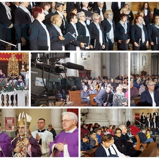 Imperia: grande partecipazione di fedeli al Duomo per la messa domenicale trasmessa da Rai Uno (Foto e Video)