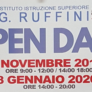 Imperia: sabato prossimo l'Open Day all'Istituto 'Ruffini', i ragazzi delle Medie invitati per scoprire la scuola