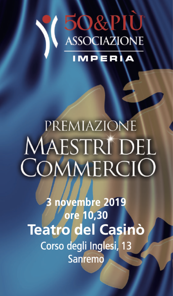 Sanremo: al Teatro del Casinò la premiazione “50&Più”, riconoscimento per 22 imprenditori della provincia di Imperia Sanremo: al Teatro del Casinò la premiazione “50&Più”, riconoscimento per 22 imprenditori della provincia di Imperia