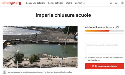 Imperia: una petizione lanciata ieri sera per chiedere al Sindaco di chiudere le scuole, oltre 600 le firme