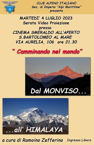 San Bartolomeo al Mare: ‘Camminando nel mondo – dal Monviso all’Himalaya’, proiezione diapositive del CAI San Bartolomeo al Mare: ‘Camminando nel mondo – dal Monviso all’Himalaya’, proiezione diapositive del CAI