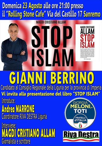Con Magdi Allam e Stop Islam, Riva Destra (Fratelli d'Italia) apre la campagna elettorale in Liguria
