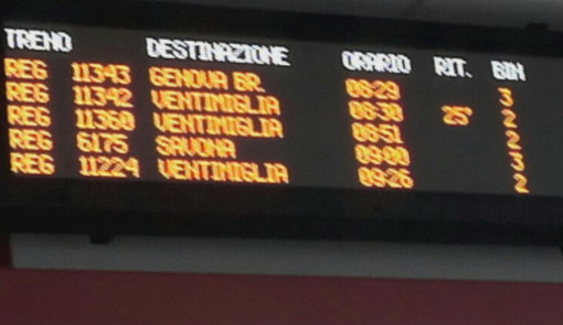 Linea ferroviaria Genova–Ventimiglia: circolazione rallentata per un guasto elettrico ad Andora