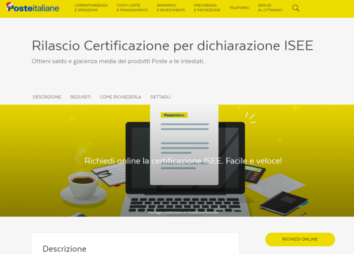 Poste Italiane: disponibili on-line i dati 2020 per la richiesta dell’ISEE anche per i cittadini imperiesi